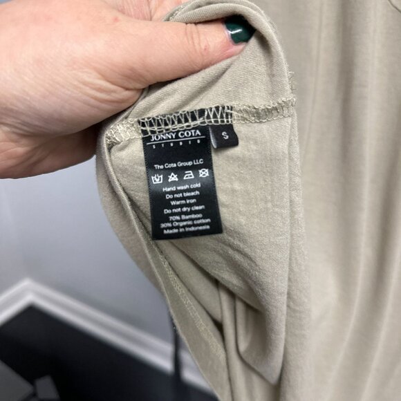 Jonny Cota Mens Drawstring Long Sleeve Shirt In Bone  Bamboo Blend Size Small - Picture 4 of 7